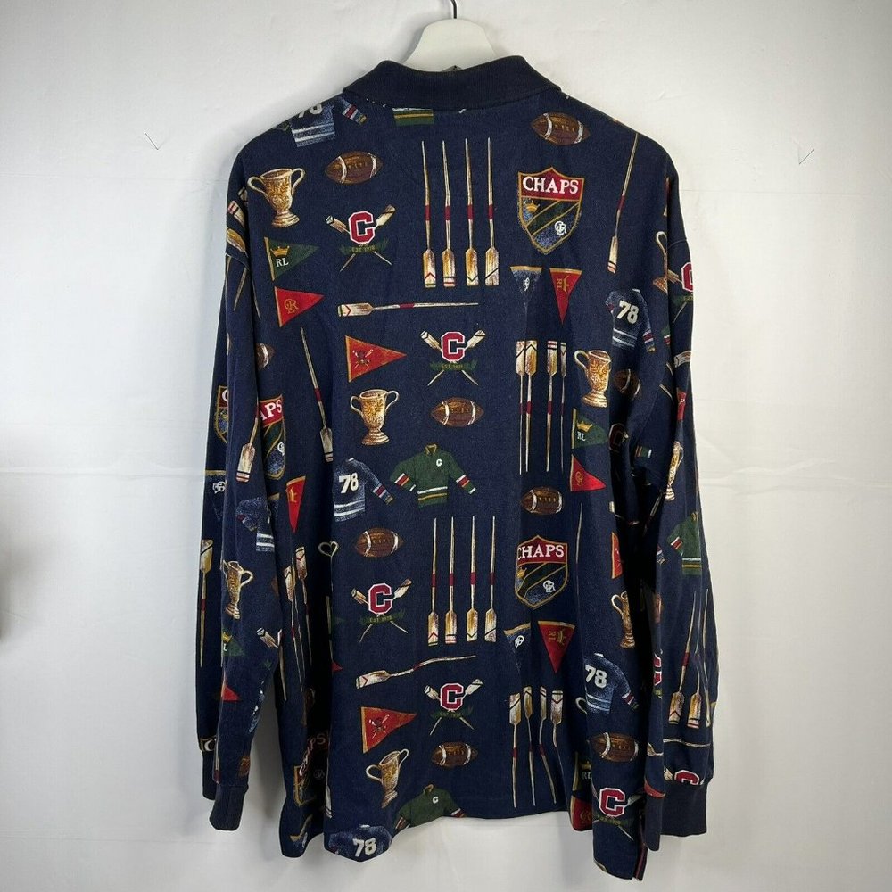 Vintage 90s Chaps Ralph Lauren Rugby Over Print Sports Polo Mens Size XL Rare - Picture 10 of 10